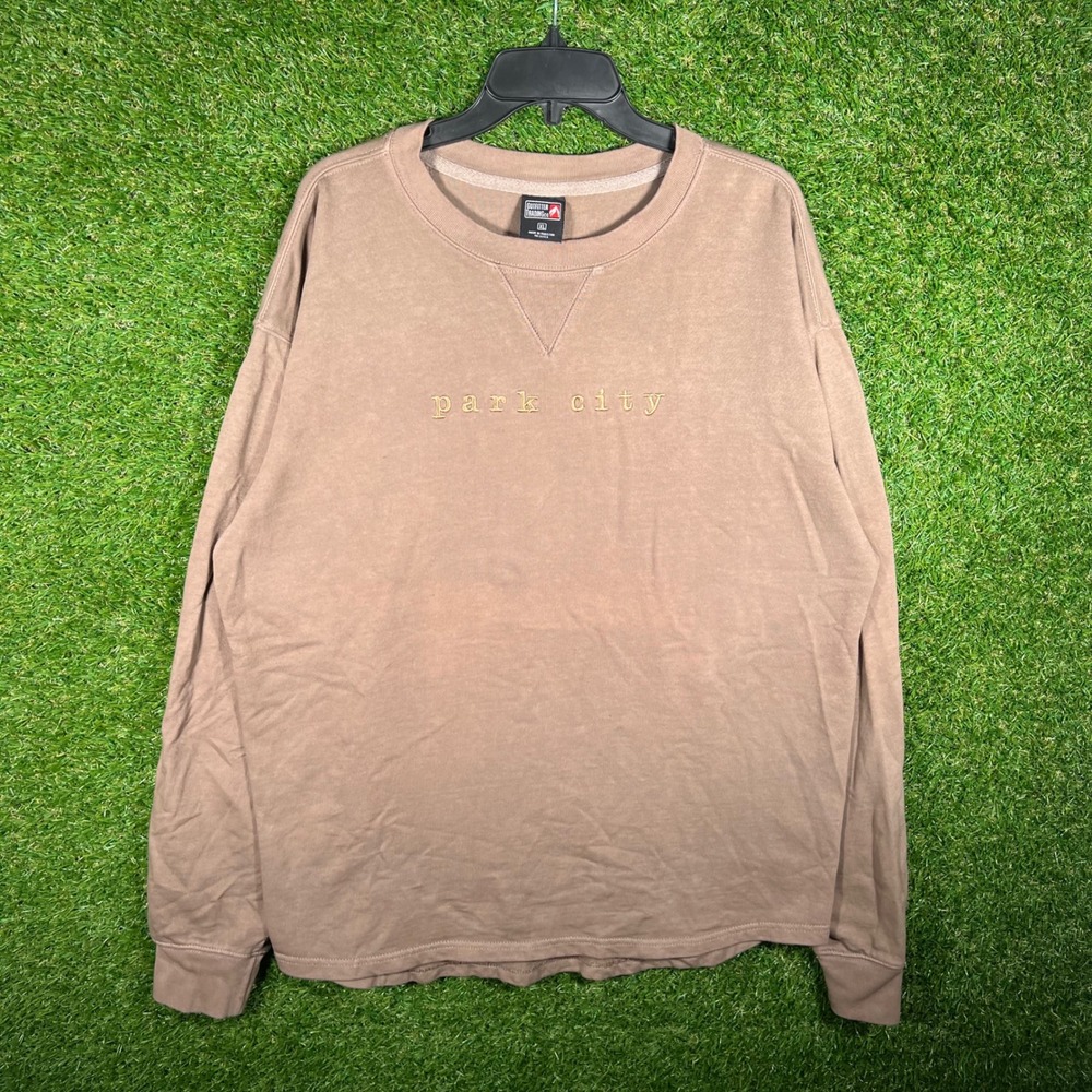 Outfitter Trading Co Park City Embroidered Long Sleeve Shirt Tan Mens XL